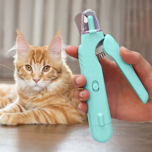 2 In 1 Electric Nail Clippers Stainless Steel Visual Nail Sharpener Safety Lock Pet Claw Grooming Scissors for Cat/Dog