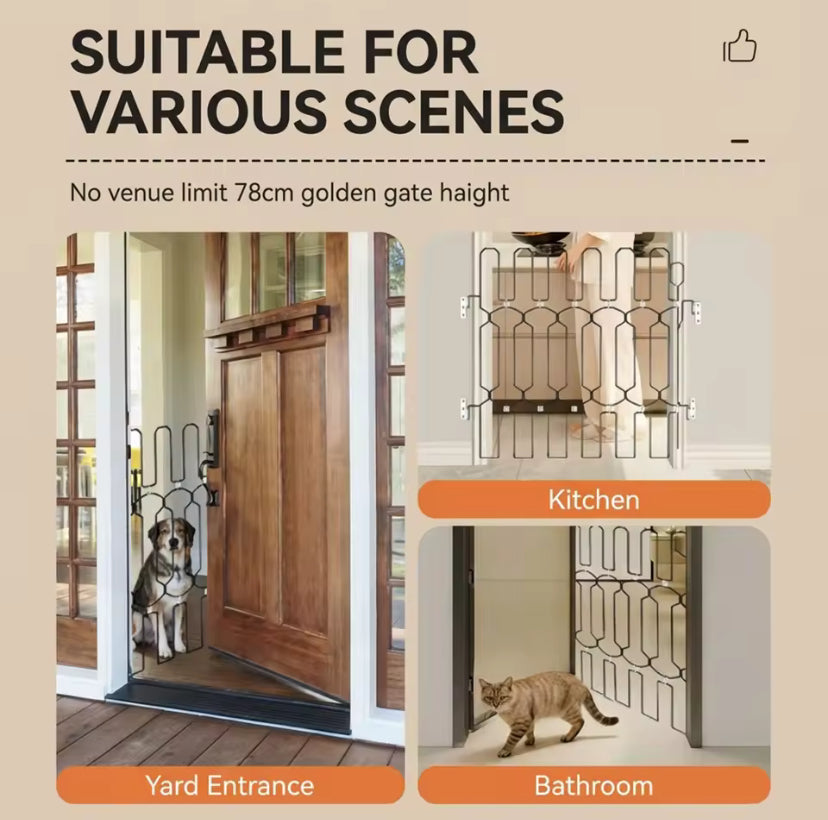 Cancello Pieghevole in Metallo per Animali Domestici, Barriera Retrattile per Interni, Recinzione Durevole e Salvaspazio per Casa, Porte, Corridoi e Sca