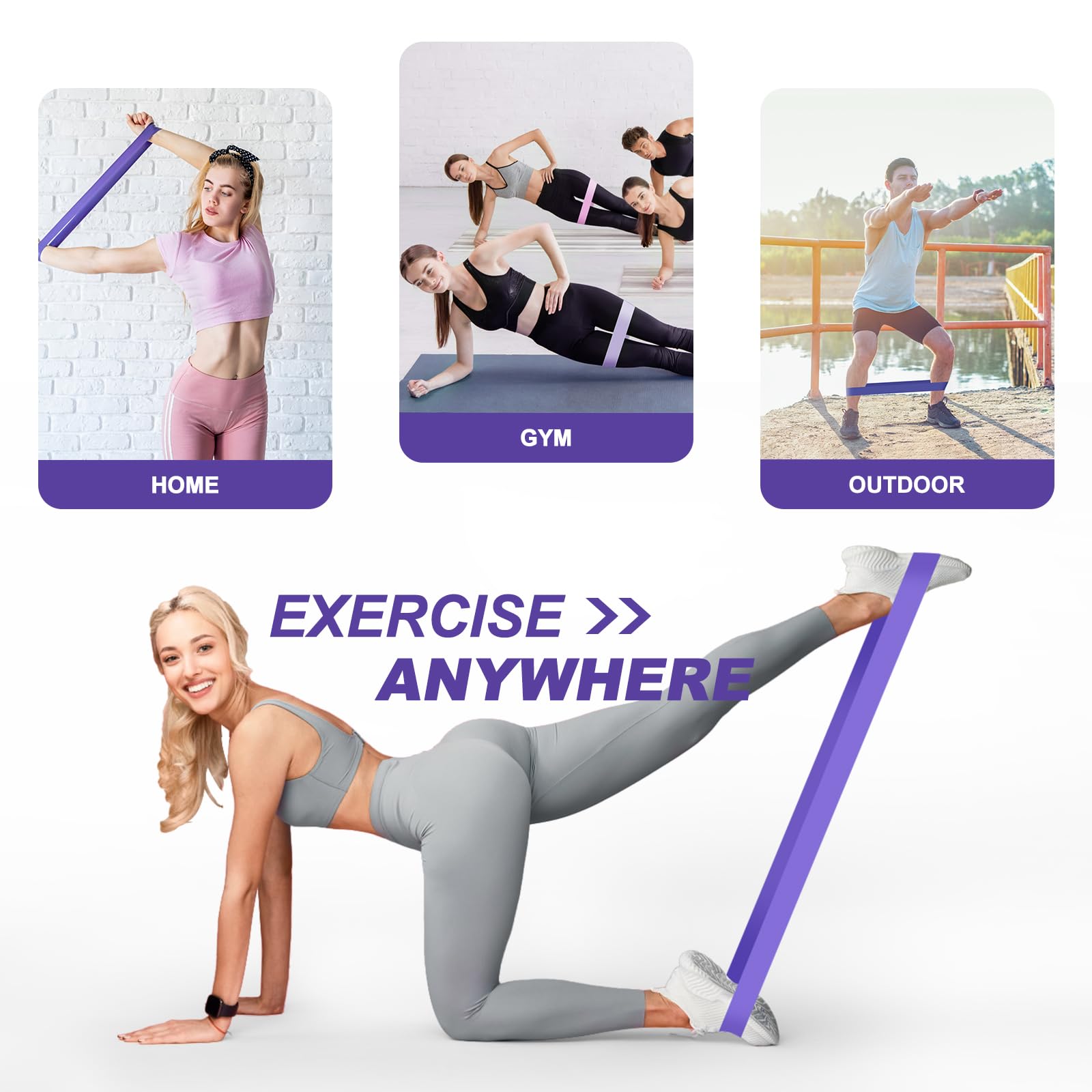 Fokky Elastici Fitness (Set di 5), Elastico Fitness con 5 Livelli di Resistenza, Elastici Palestra con Borse Portaoggetti, Bande Elastiche Fitness per Crossfit, Yoga, Pilates, Squats, Stretching