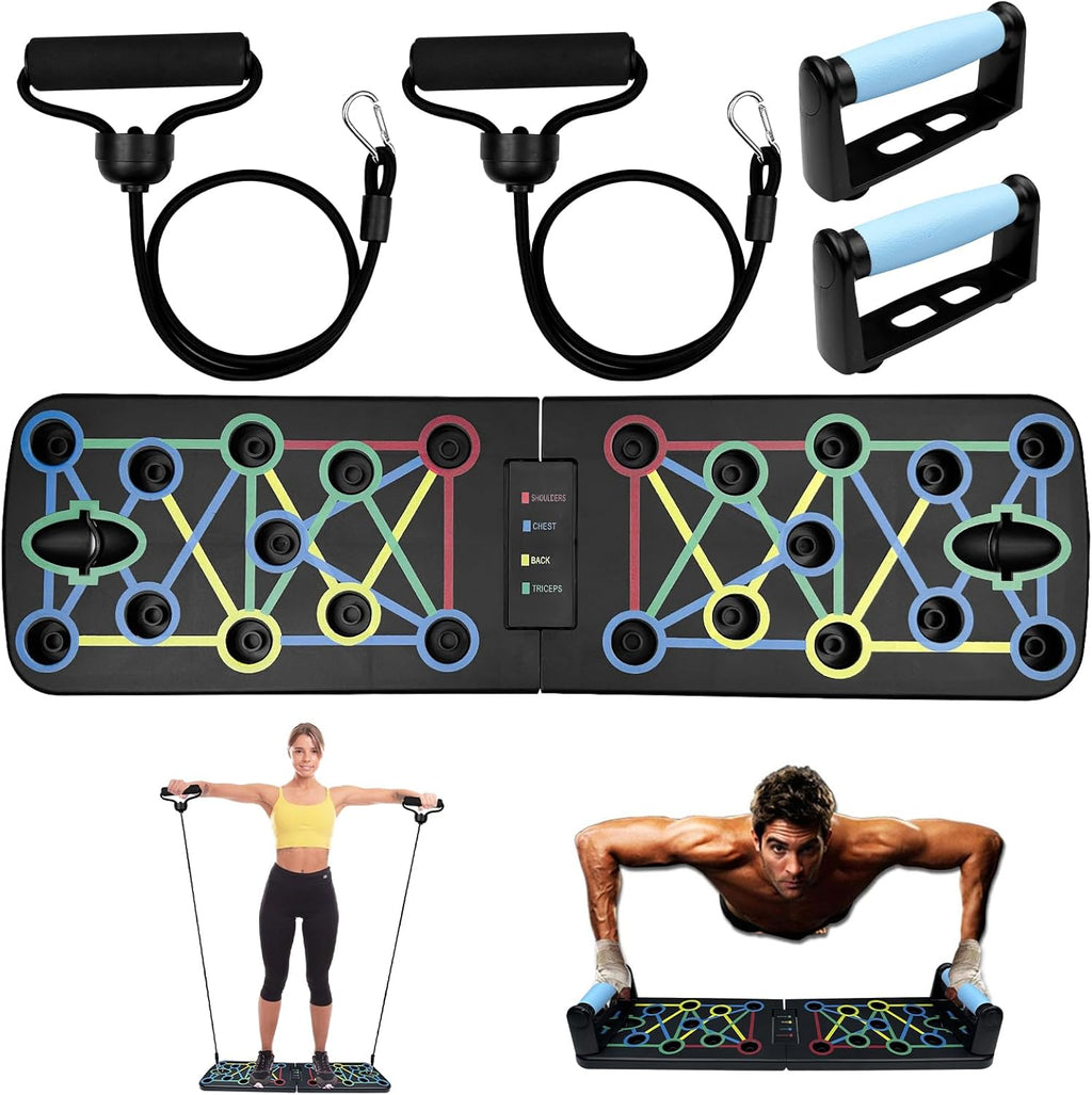 Folding Bend Board, Push Up Tools, Push Up Board, Chest Push Up Machine with 2 Pull Ropes, Ground Push Up for Fitness and Muscle Training