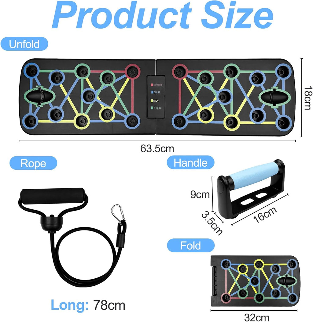 Folding Bend Board, Push Up Tools, Push Up Board, Chest Push Up Machine with 2 Pull Ropes, Ground Push Up for Fitness and Muscle Training