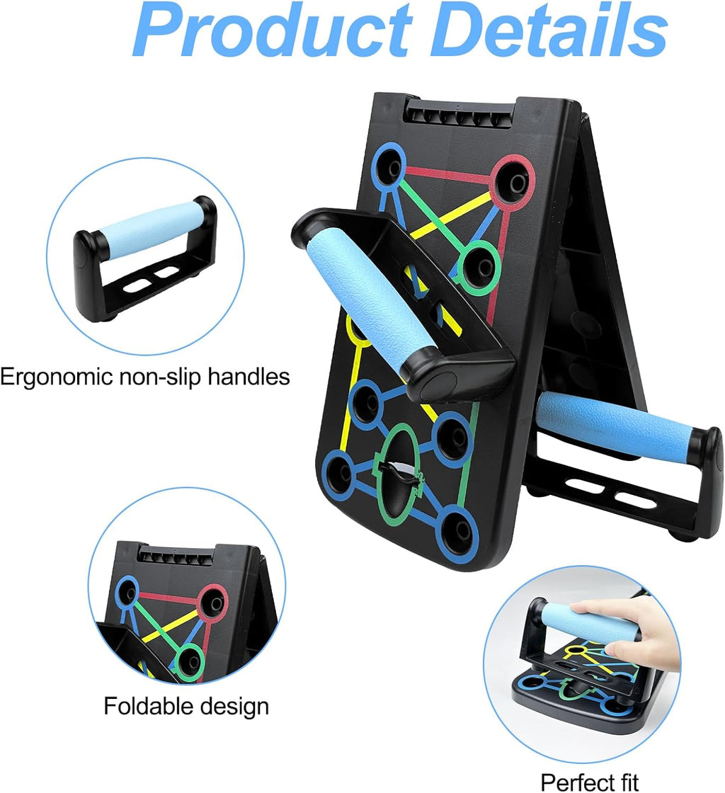 Folding Bend Board, Push Up Tools, Push Up Board, Chest Push Up Machine with 2 Pull Ropes, Ground Push Up for Fitness and Muscle Training
