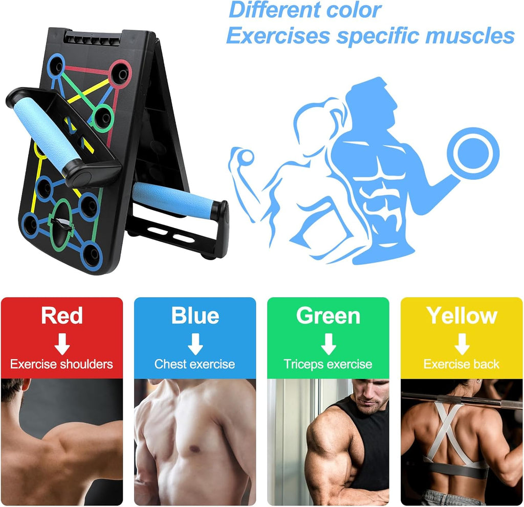 Folding Bend Board, Push Up Tools, Push Up Board, Chest Push Up Machine with 2 Pull Ropes, Ground Push Up for Fitness and Muscle Training