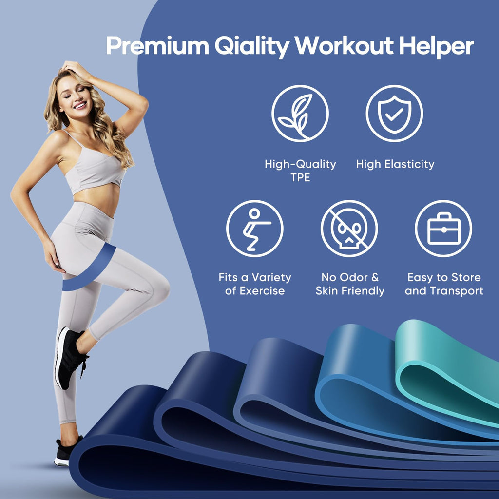 Fokky Elastici Fitness (Set di 5), Elastico Fitness con 5 Livelli di Resistenza, Elastici Palestra con Borse Portaoggetti, Bande Elastiche Fitness per Crossfit, Yoga, Pilates, Squats, Stretching