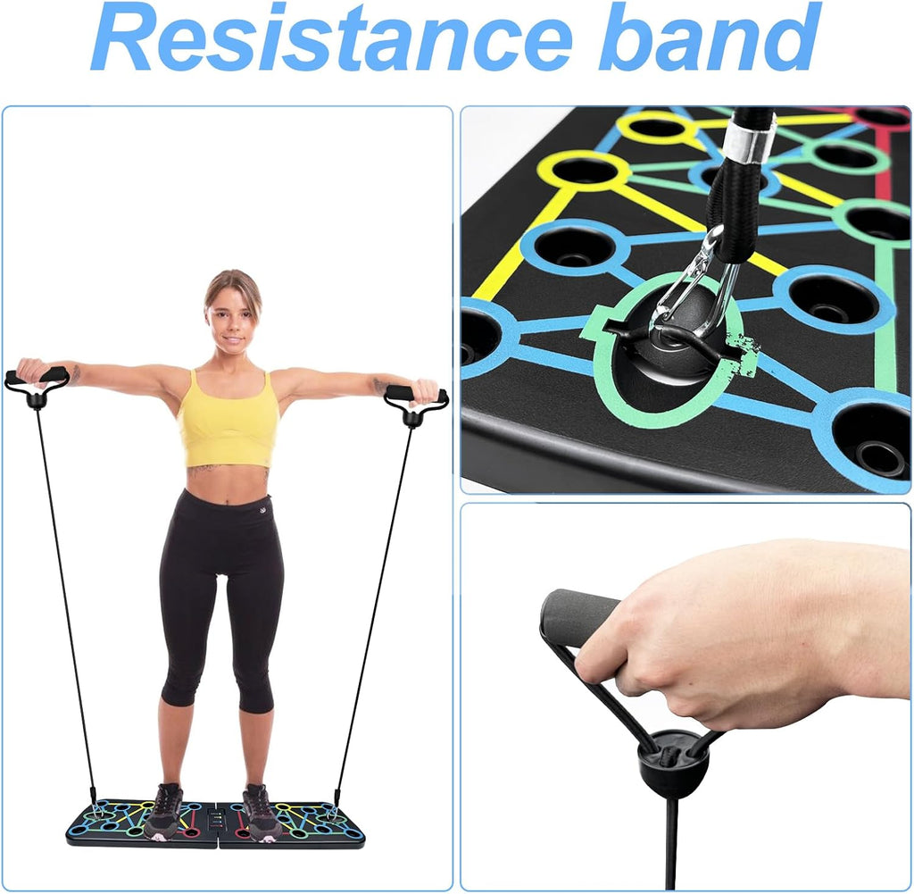 Folding Bend Board, Push Up Tools, Push Up Board, Chest Push Up Machine with 2 Pull Ropes, Ground Push Up for Fitness and Muscle Training