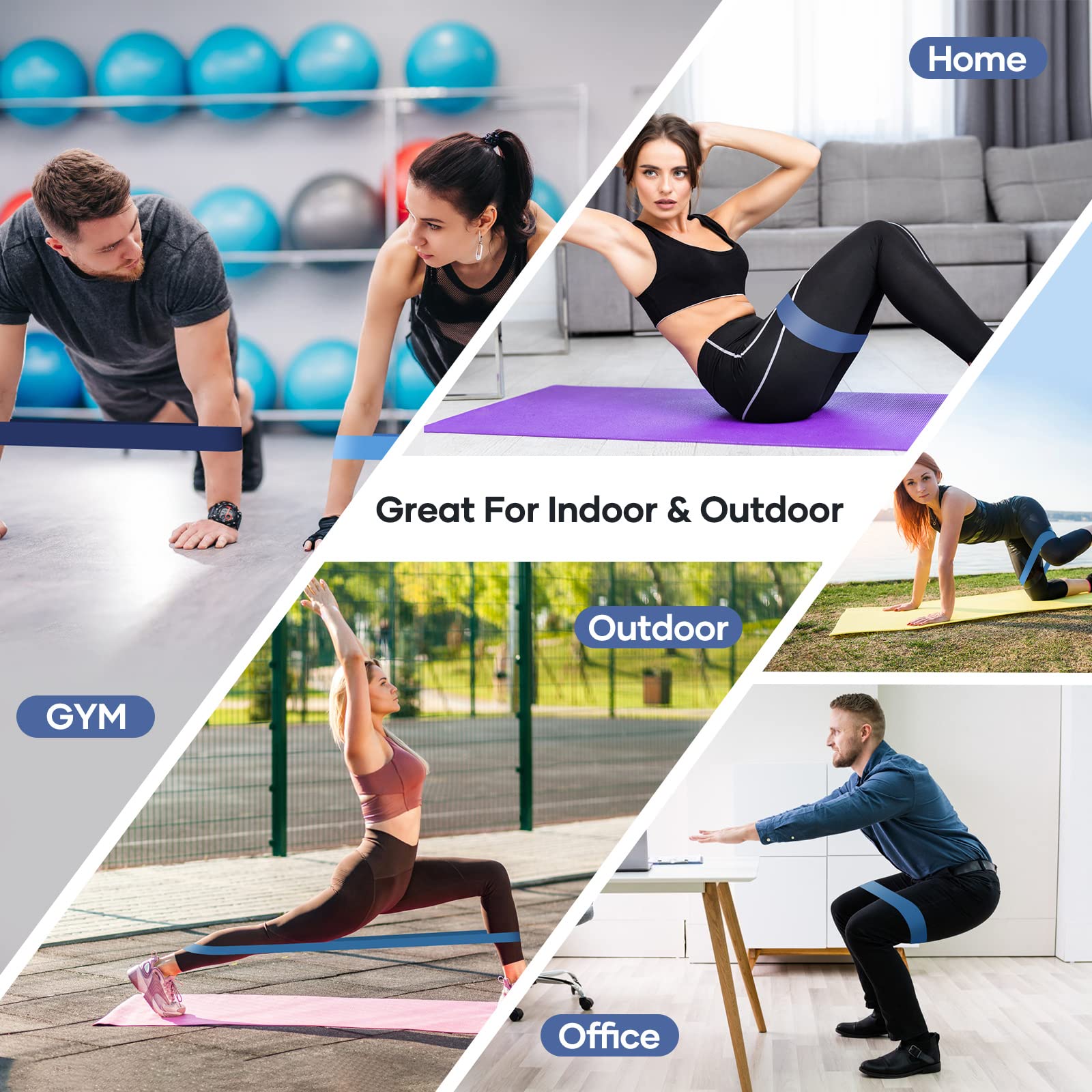 Fokky Elastici Fitness (Set di 5), Elastico Fitness con 5 Livelli di Resistenza, Elastici Palestra con Borse Portaoggetti, Bande Elastiche Fitness per Crossfit, Yoga, Pilates, Squats, Stretching