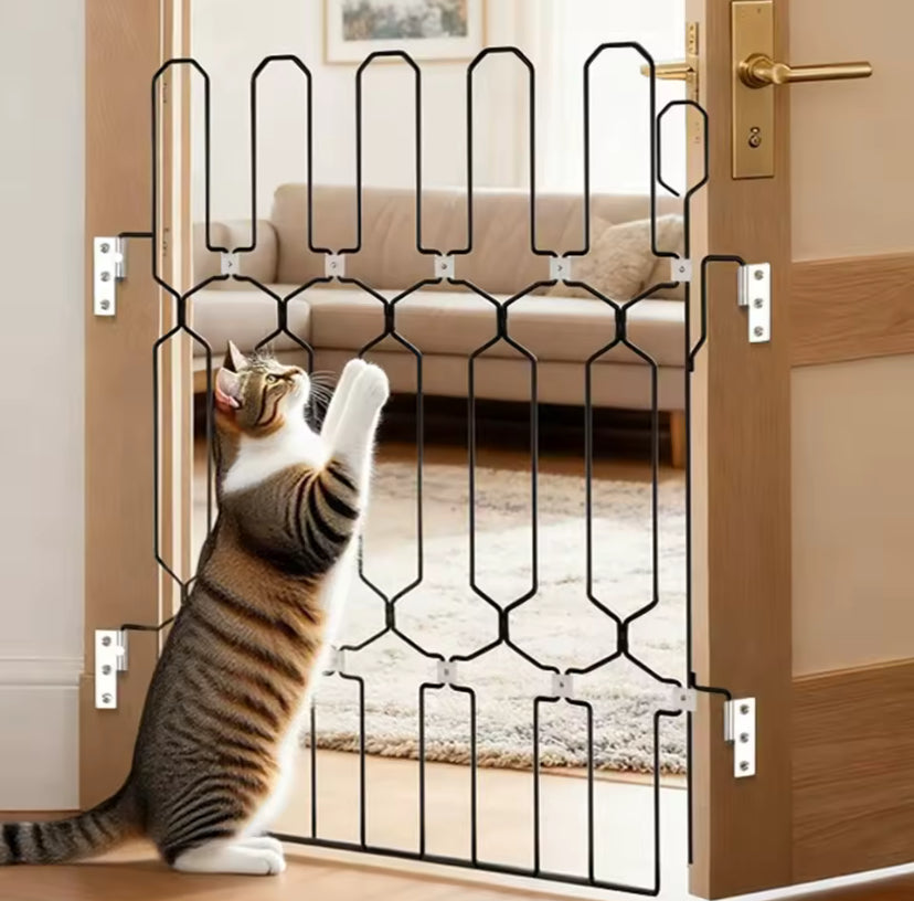 Cancello Pieghevole in Metallo per Animali Domestici, Barriera Retrattile per Interni, Recinzione Durevole e Salvaspazio per Casa, Porte, Corridoi e Sca