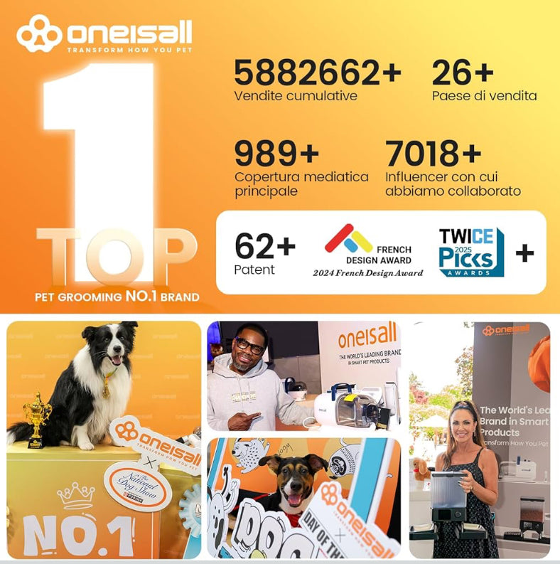 Aspirapolvere Toelettatura Cani con Tosatrice, Limaunghie, 7 Strumenti per Rimozione Pelo e Pulizia Casa Blu