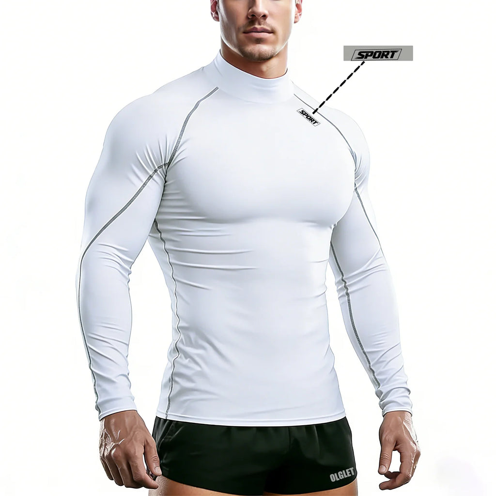 Compression Sport T-shirt Man Running Long Sleeve T Shirt Elastic Fitness Athletic Tee Gym Workout Sportwear Top
