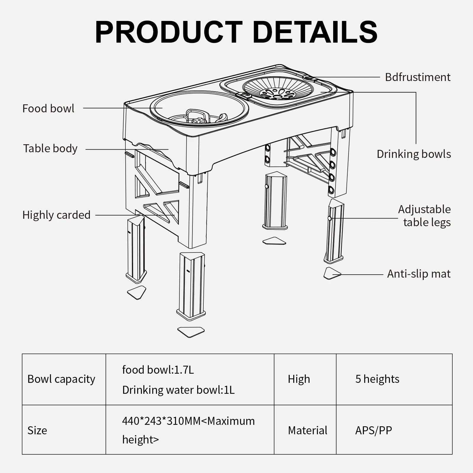 5 Adjustable Height for Different Needs 3 in 1 Pet Feeder Two Bowls One Lift Anti-upset High Neck Guard Slow Food Basin Pet Bowl