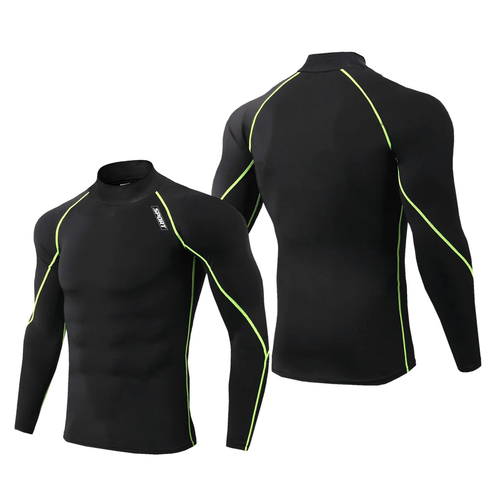 Compression Sport T-shirt Man Running Long Sleeve T Shirt Elastic Fitness Athletic Tee Gym Workout Sportwear Top