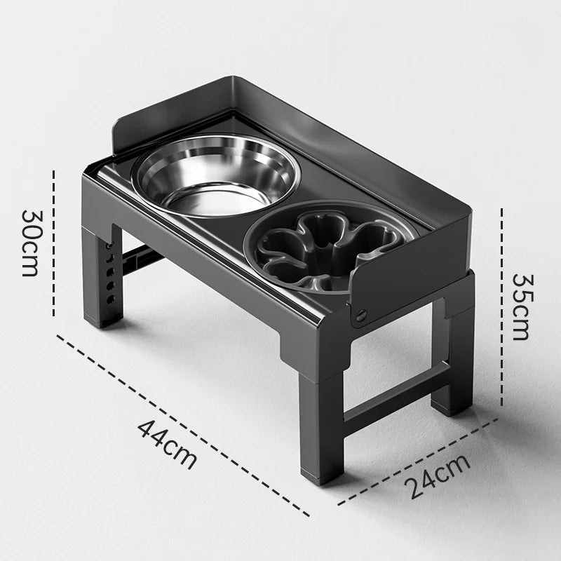 5 Adjustable Height for Different Needs 3 in 1 Pet Feeder Two Bowls One Lift Anti-upset High Neck Guard Slow Food Basin Pet Bowl