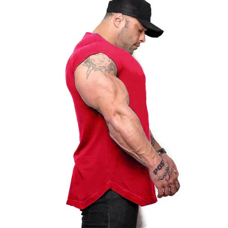 Summer Cotton Breathable Sleeveless T-shirts Gym Running Sport Vests Bodybuilding Workout Clothing Mens Fitness Muscle TankTops