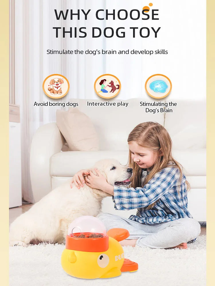 Distributore Cibo Cani Anatroccolo Giallo Interattivo - Gioco Educativo Dispenser Lento