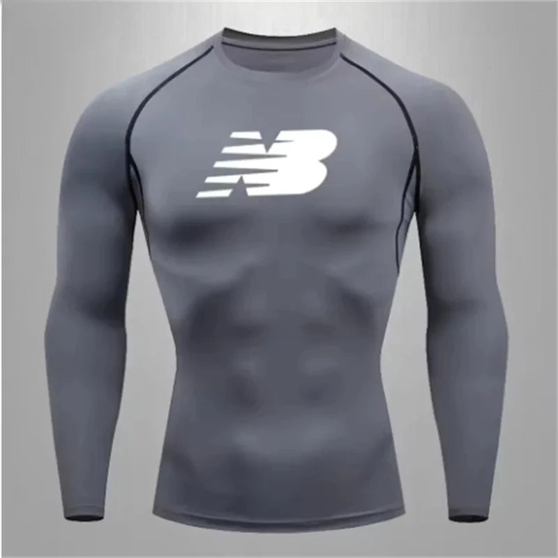 Men's fitness training T-shirt casual outdoor sports long sleeved jogging comfortable breathable quick drying T-shirt