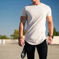 Muscle Fitness T-shirt Summer Men's Athleisure Workout short sleeve T-shirt High Quality cotton Men T-shirt Gym Sport Shirt Tops