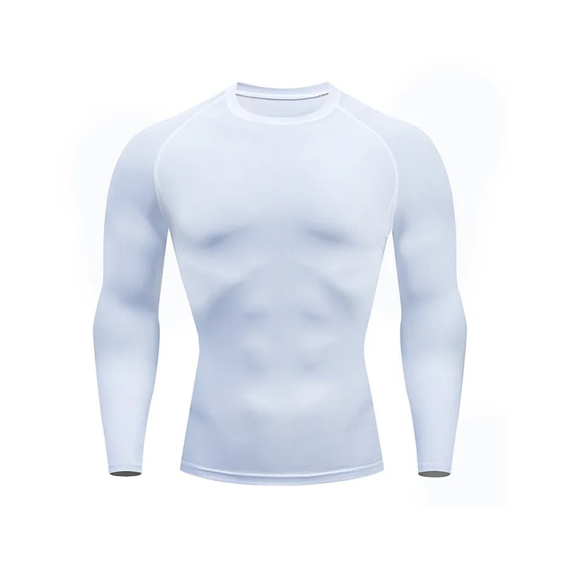 Compression Sport T-shirt Man Running Long Sleeve T Shirt Elastic Fitness Athletic Tee Gym Workout Sportwear Top