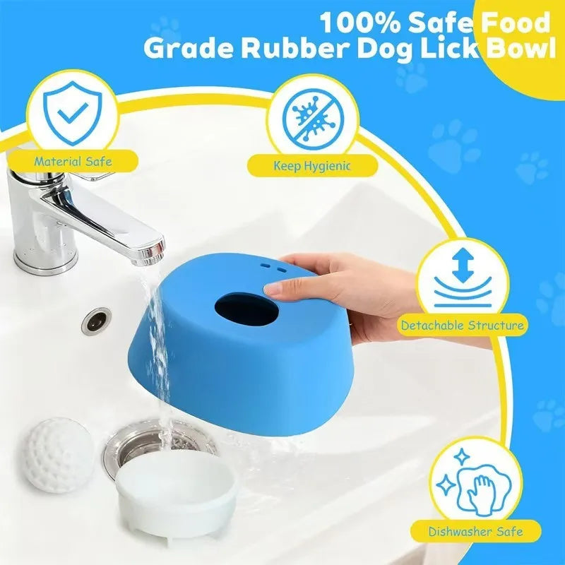 Dog Lick Bowl Slow Feeder with Interactive Ball for Liquid Treats Bone Broth Yogurt Dispenser for Small Puppy Pet Supplies
