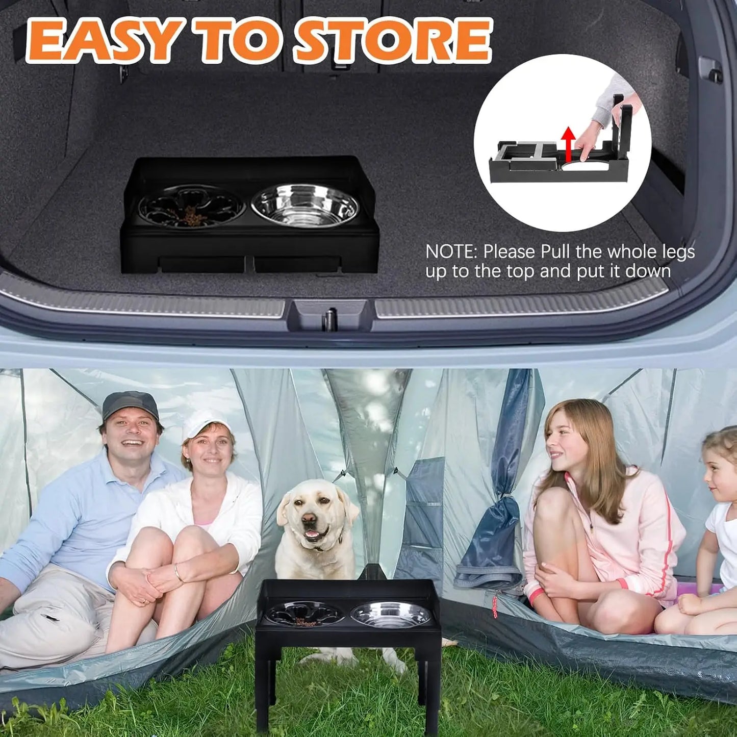 Ciotole Rialzate per Cani 6 Altezze Regolabili - 2 Ciotole Acciaio Inox Anti-Scivolo