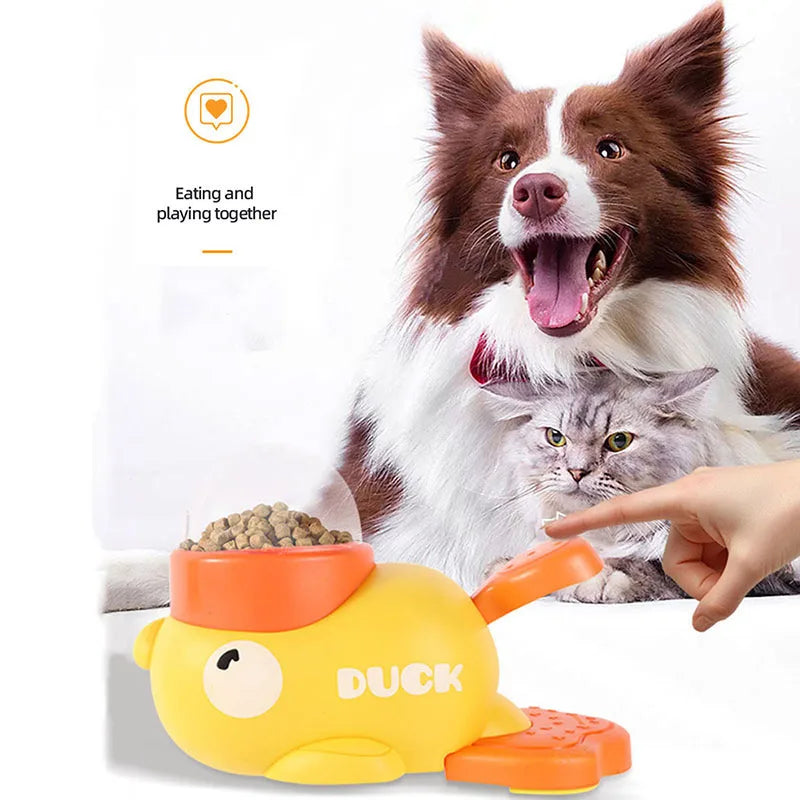 Distributore Cibo Cani Anatroccolo Giallo Interattivo - Gioco Educativo Dispenser Lento