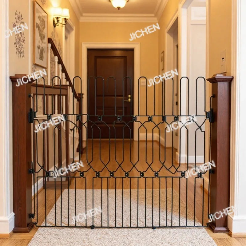 Cancello Pieghevole in Metallo per Animali Domestici, Barriera Retrattile per Interni, Recinzione Durevole e Salvaspazio per Casa, Porte, Corridoi e Sca
