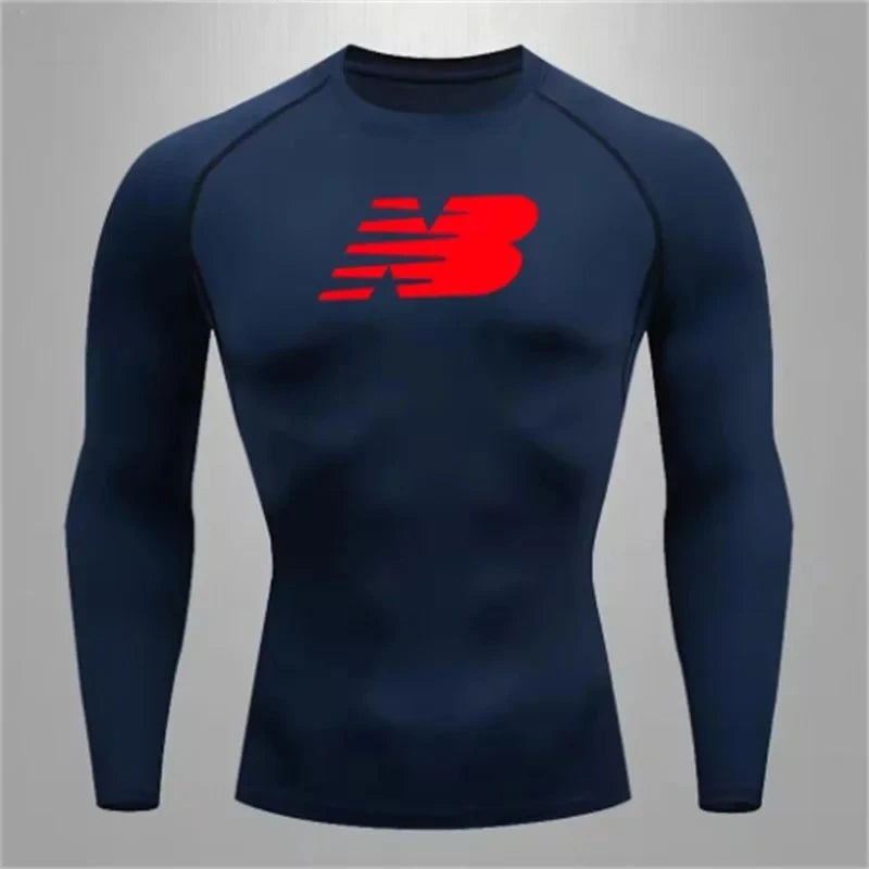 Men's fitness training T-shirt casual outdoor sports long sleeved jogging comfortable breathable quick drying T-shirt