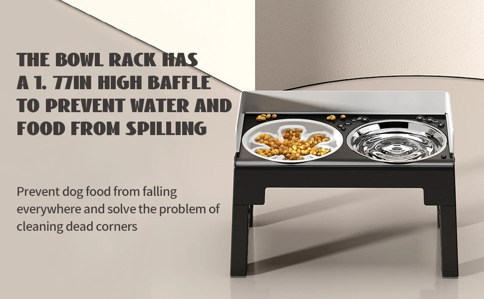 Ciotole Rialzate per Cani 6 Altezze Regolabili - 2 Ciotole Acciaio Inox Anti-Scivolo