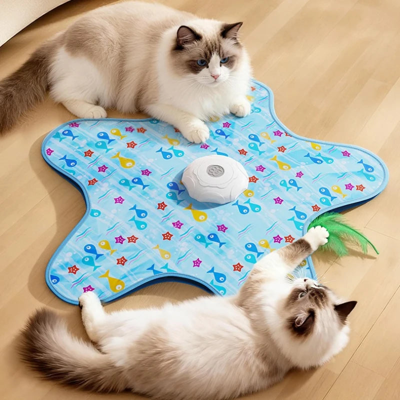 Electric Cat Turntable Pet Toy Interactive Cat Toys Squeaky Motion Activated Moving Automatic Intelligent Cat Funny Stick Toy