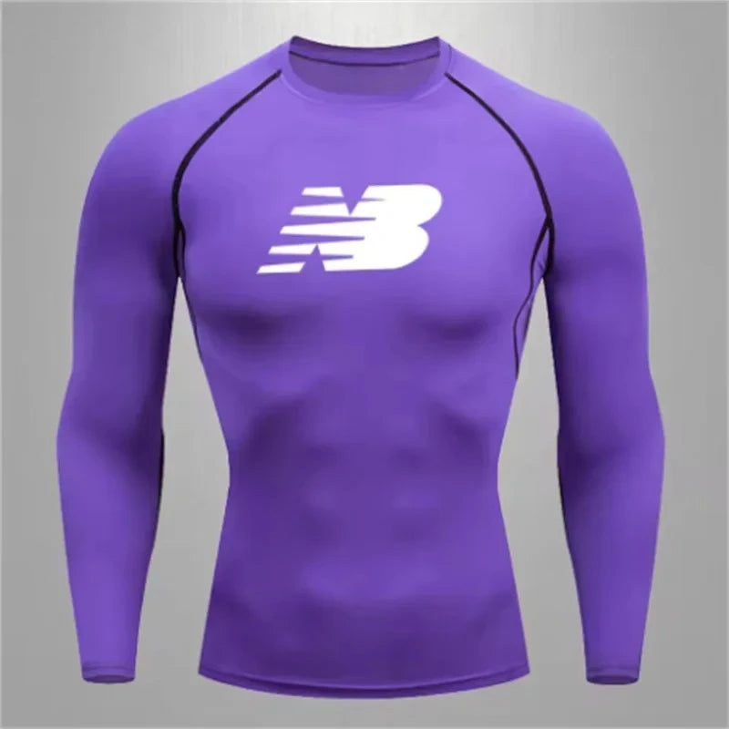 Men's fitness training T-shirt casual outdoor sports long sleeved jogging comfortable breathable quick drying T-shirt