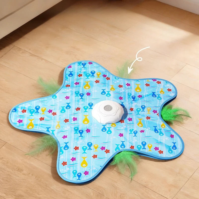 Electric Cat Turntable Pet Toy Interactive Cat Toys Squeaky Motion Activated Moving Automatic Intelligent Cat Funny Stick Toy