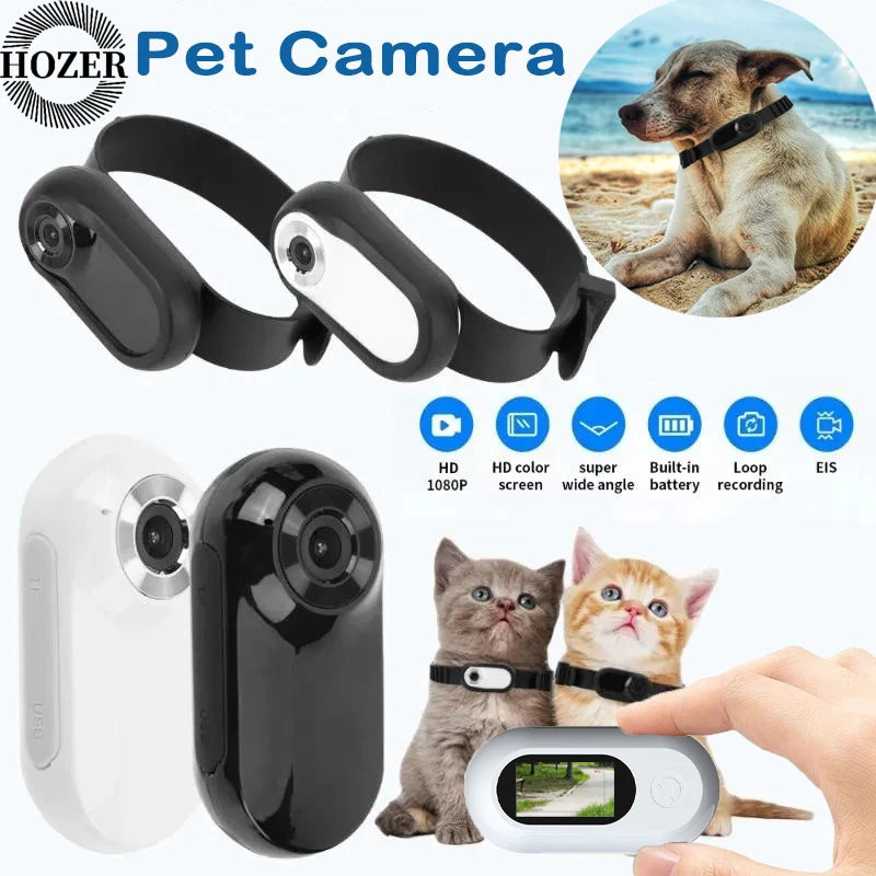 Collare per localizzatore di cani 1080P ad alta definizione, non è necessario per collare per gatti WiFi, fotocamera sportiva/sport con registrazione video
