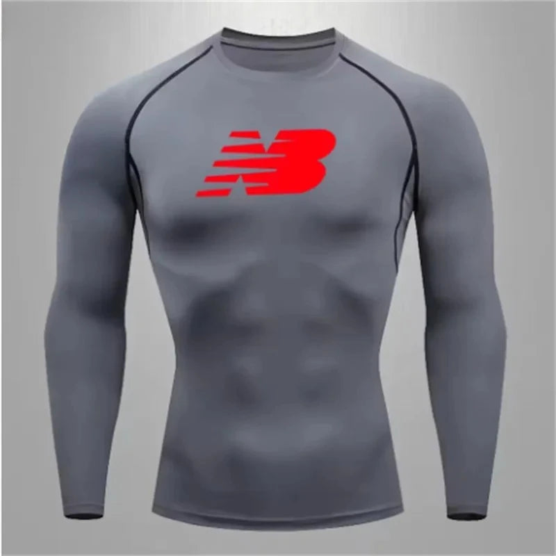 Men's fitness training T-shirt casual outdoor sports long sleeved jogging comfortable breathable quick drying T-shirt