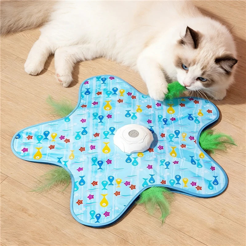 Electric Cat Turntable Pet Toy Interactive Cat Toys Squeaky Motion Activated Moving Automatic Intelligent Cat Funny Stick Toy