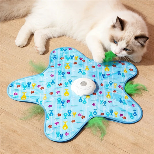 Electric Cat Turntable Pet Toy Interactive Cat Toys Squeaky Motion Activated Moving Automatic Intelligent Cat Funny Stick Toy