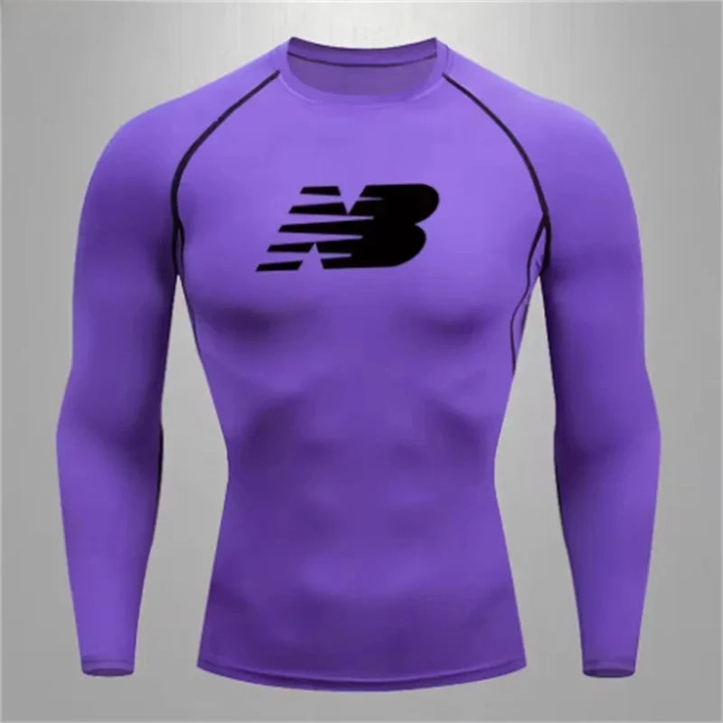 Men's fitness training T-shirt casual outdoor sports long sleeved jogging comfortable breathable quick drying T-shirt