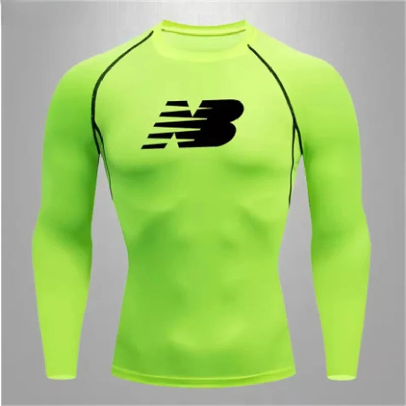 Men's fitness training T-shirt casual outdoor sports long sleeved jogging comfortable breathable quick drying T-shirt