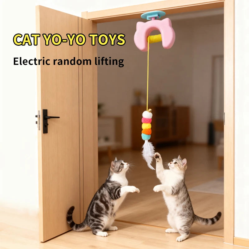 Giocattolo automatico per alleviare la noia per l'autodintrattenimento del gatto Bacchetta magica automatica per gatti Giocattolo per animali domestici Yoyo che salta intelligente per l'eserc