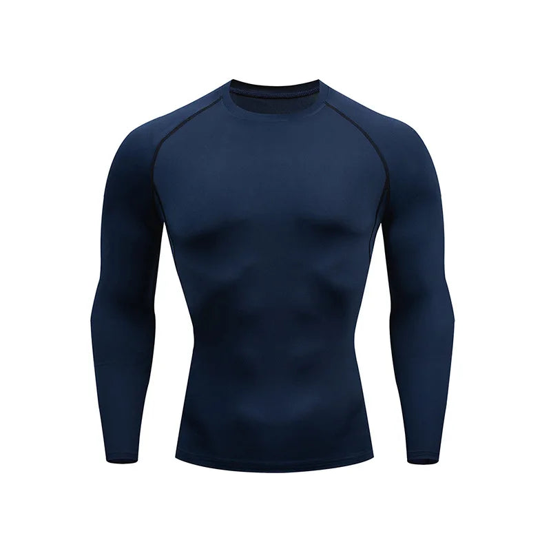 Compression Sport T-shirt Man Running Long Sleeve T Shirt Elastic Fitness Athletic Tee Gym Workout Sportwear Top