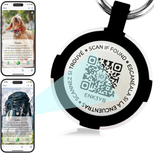 Porta AirTag per Cani con Targhetta QR Smart - Medaglietta ID Impermeabile in Silicone Anti-Smarrimento con Allerta Email e Posizione