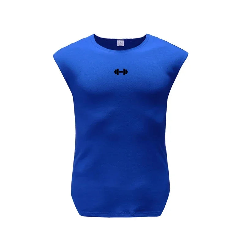 Summer Cotton Breathable Sleeveless T-shirts Gym Running Sport Vests Bodybuilding Workout Clothing Mens Fitness Muscle TankTops