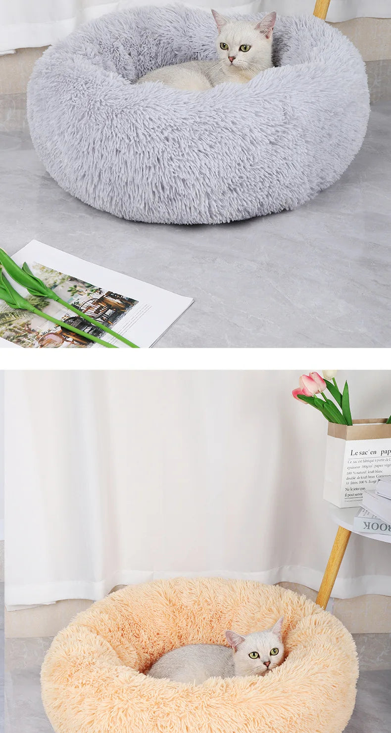 Cuccia Morbida in Peluche per Cani e Gatti - Nido Caldo Invernale Rotondo, Sfoderabile e Lavabile, Universale 4 Stagioni