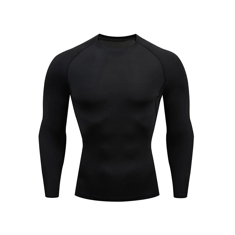 Compression Sport T-shirt Man Running Long Sleeve T Shirt Elastic Fitness Athletic Tee Gym Workout Sportwear Top