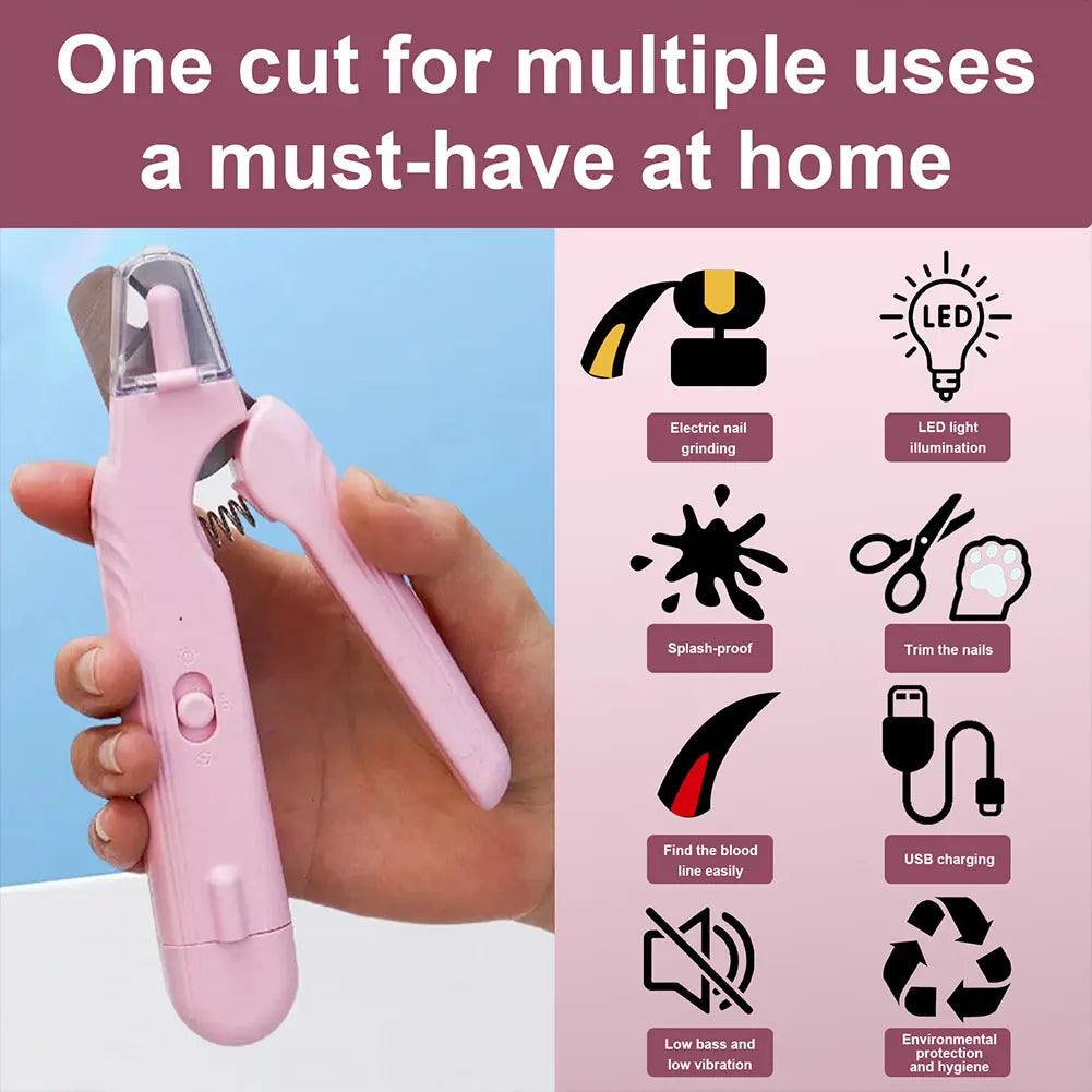 2 In 1 Electric Nail Clippers Stainless Steel Visual Nail Sharpener Safety Lock Pet Claw Grooming Scissors for Cat/Dog
