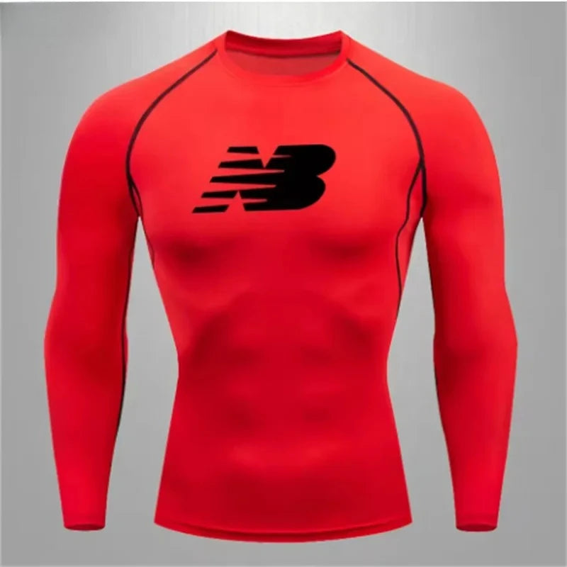 Men's fitness training T-shirt casual outdoor sports long sleeved jogging comfortable breathable quick drying T-shirt