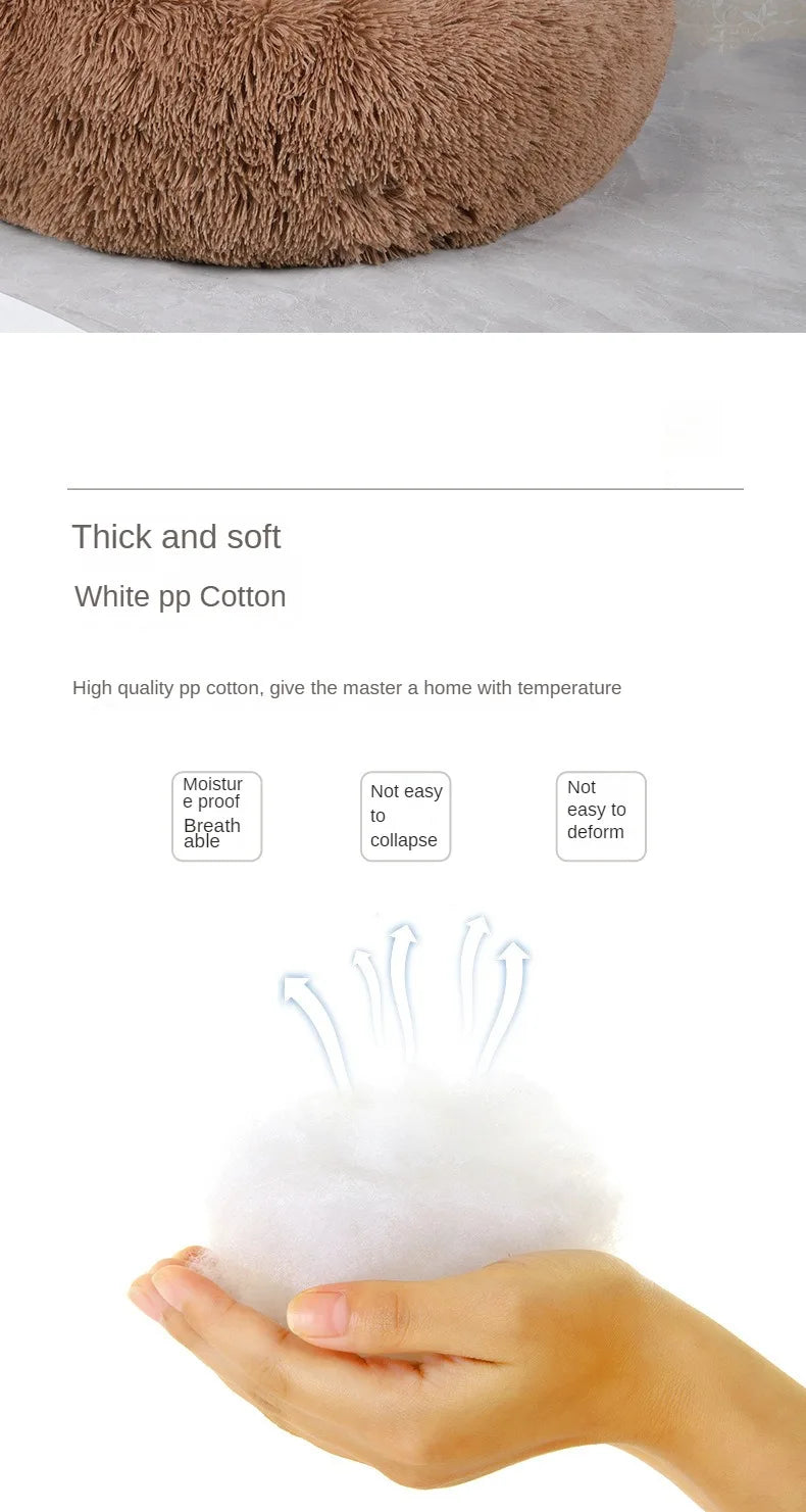 Cuccia Morbida in Peluche per Cani e Gatti - Nido Caldo Invernale Rotondo, Sfoderabile e Lavabile, Universale 4 Stagioni