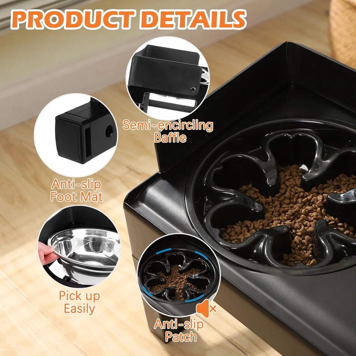 Ciotole Rialzate per Cani 6 Altezze Regolabili - 2 Ciotole Acciaio Inox Anti-Scivolo