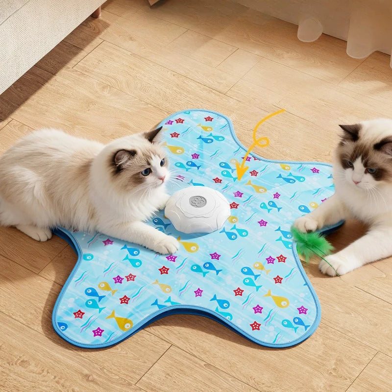 Electric Cat Turntable Pet Toy Interactive Cat Toys Squeaky Motion Activated Moving Automatic Intelligent Cat Funny Stick Toy