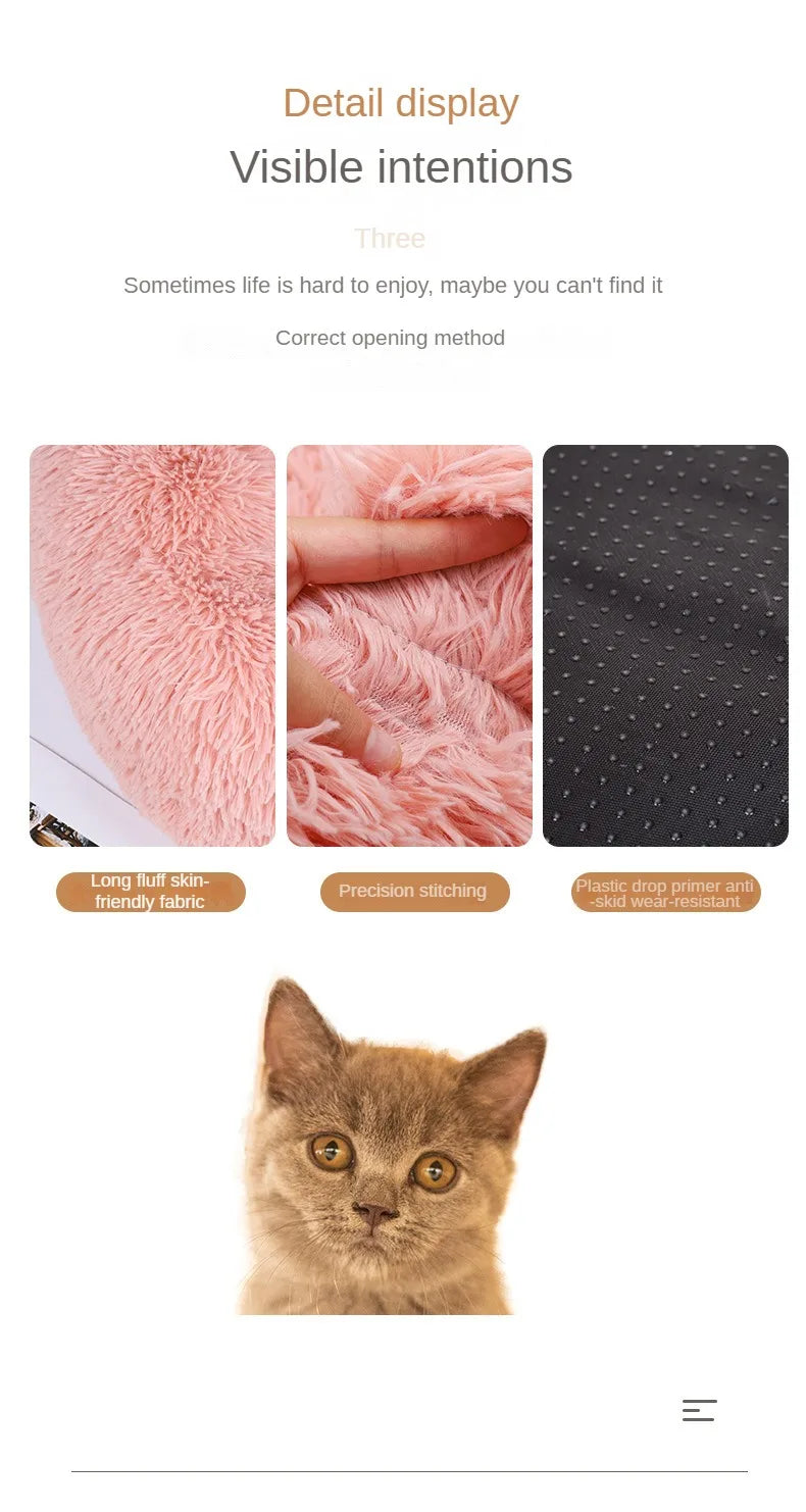 Cuccia Morbida in Peluche per Cani e Gatti - Nido Caldo Invernale Rotondo, Sfoderabile e Lavabile, Universale 4 Stagioni