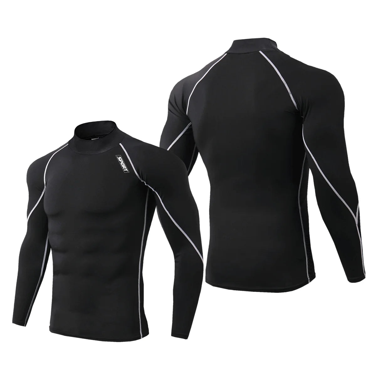Compression Sport T-shirt Man Running Long Sleeve T Shirt Elastic Fitness Athletic Tee Gym Workout Sportwear Top