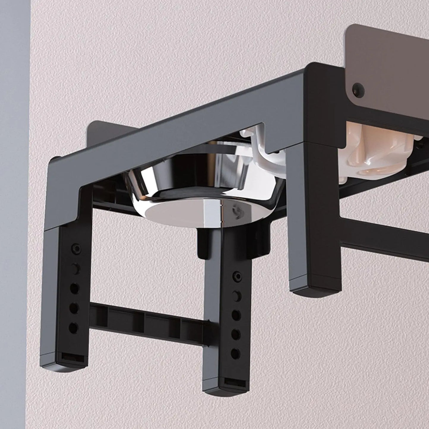 Ciotole Rialzate per Cani 6 Altezze Regolabili - 2 Ciotole Acciaio Inox Anti-Scivolo